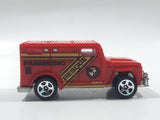 2010 Hot Wheels Race World City Armored Truck Paramedic Rescue Red Die Cast Toy Car Vehicle with Opening Rear Door