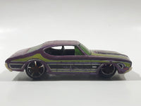 2009 Hot Wheels Muscle Mania Olds 442 Purple Die Cast Toy Car Vehicle