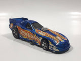 2004 Hot Wheels First Editions Mustang Funny Car Metalflake Blue Die Cast Toy Race Car Vehicle with Lifting Body