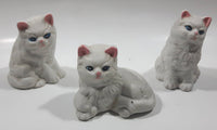 Set of 3 White Ceramic 3" Tall Cat Figurines