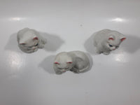Set of 3 White Ceramic 3" Tall Cat Figurines