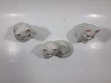Set of 3 White Ceramic 3" Tall Cat Figurines