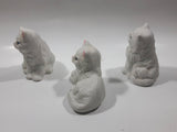 Set of 3 White Ceramic 3" Tall Cat Figurines