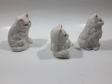 Set of 3 White Ceramic 3" Tall Cat Figurines