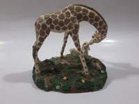 1997 Banberry Designs Gentle Giraffes Bunny and Giraffe Nose To Nose Detailed 4" Tall Resin Sculpture Ornament