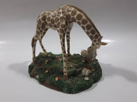 1997 Banberry Designs Gentle Giraffes Bunny and Giraffe Nose To Nose Detailed 4" Tall Resin Sculpture Ornament