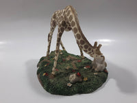 1997 Banberry Designs Gentle Giraffes Bunny and Giraffe Nose To Nose Detailed 4" Tall Resin Sculpture Ornament