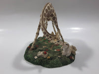 1997 Banberry Designs Gentle Giraffes Bunny and Giraffe Nose To Nose Detailed 4" Tall Resin Sculpture Ornament