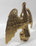 Vintage Gold Tone Brass Metal Eagle Bird Perched with Wings Spread 6 1/4" Tall 7" Wide