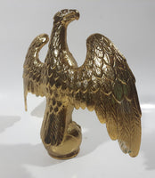 Vintage Gold Tone Brass Metal Eagle Bird Perched with Wings Spread 6 1/4" Tall 7" Wide