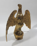 Vintage Gold Tone Brass Metal Eagle Bird Perched with Wings Spread 6 1/4" Tall 7" Wide