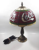 2002 Coca Cola Plastic Shade Stained Glass Look 15" Tall Table Lamp Light