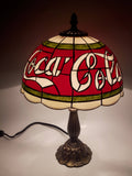 2002 Coca Cola Plastic Shade Stained Glass Look 15" Tall Table Lamp Light