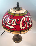 2002 Coca Cola Plastic Shade Stained Glass Look 15" Tall Table Lamp Light