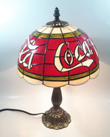 2002 Coca Cola Plastic Shade Stained Glass Look 15" Tall Table Lamp Light