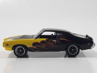 2003 Johnny Lightning 1969 Pontiac GTO Yellow and Black Die Cast Toy Car Vehicle with Opening Hood - Busted Spoiler