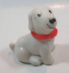 Vintage Little Tikes White Dog with Red Collar 2 1/4" Tall Plastic Toy Figure