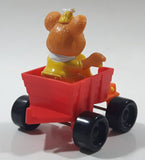 1990 Muppet Babies Fozzie Bear in a Red Train Pump Jack Rail Car Plastic Toy McDonald's Happy Meal