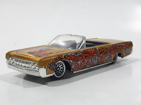 2003 Hot Wheels Dragon Wagons '64 Lincoln Continental Convertible Metalflake Gold Die Cast Toy Car Vehicle