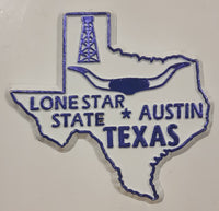 Texas "Lone Star State" Austin 2 3/8" x 2 1/2" State Shaped Rubber Fridge Magnet