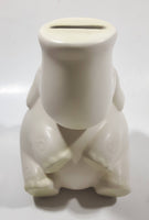 White Elephant Sitting with Trunk Up 6" Tall Ceramic Coin Bank