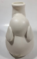 White Elephant Sitting with Trunk Up 6" Tall Ceramic Coin Bank