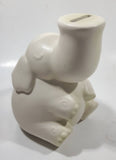 White Elephant Sitting with Trunk Up 6" Tall Ceramic Coin Bank