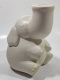 White Elephant Sitting with Trunk Up 6" Tall Ceramic Coin Bank