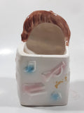 Vintage Cute Baby Playing Drum 5 1/2" Tall Ceramic Pottery Flower Planter Made in Japan