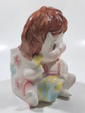Vintage Cute Baby Playing Drum 5 1/2" Tall Ceramic Pottery Flower Planter Made in Japan