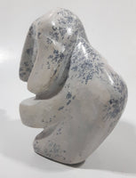 African Elephant Light Grey Solid Soapstone Hand Carved 4 1/4" Tall Animal Sculpture