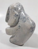 African Elephant Light Grey Solid Soapstone Hand Carved 4 1/4" Tall Animal Sculpture