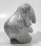 African Elephant Light Grey Solid Soapstone Hand Carved 4 1/4" Tall Animal Sculpture