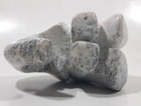 African Elephant Light Grey Solid Soapstone Hand Carved 4 1/4" Tall Animal Sculpture