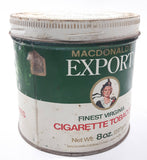 Vintage Macdonald's Export Finest Virginia Cigarette Tobacco 8 oz Metal Tin Can