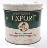 Vintage Macdonald's Export Finest Virginia Cigarette Tobacco 8 oz Metal Tin Can
