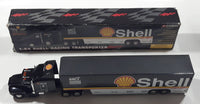 Corgi Classics Shell Racing Transporter Semi Truck Tractor Cab and Trailer Black and White 1/64 Scale Die Cast Toy Car Vehicle with Box