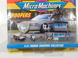 Extremely Rare Preproduction 1993 Galoob Micro Machines Troopers #41 French Troopers Collection Police Cops Die Cast Miniature Toy Car Vehicles, Badge and Building Set 75030 New in Package