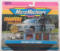 Extremely Rare Preproduction 1993 Galoob Micro Machines Troopers #5 Colorado State Patrol Police Cops Die Cast Miniature Toy Car Vehicles, Badge and Building Set 65400 New in Package