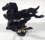 Vintage 1970s Black Horse Kicking Leg Black Ceramic Animal Sculpture Pen Holder