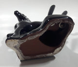 Vintage 1970s Black Horse Kicking Leg Black Ceramic Animal Sculpture Pen Holder
