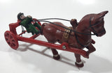 Antique Early 20th Century US Mail Horse Carriage Wagon with Driver Cast Iron Toy Missing Cab