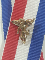 Red, White, and Blue Patriotic Ribbon with 5/8" with Gold Tone Angel Pin