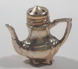 Metal Silver Tone Miniature Teapot Shaped 1 7/8" Tall Salt or Pepper Shaker Made in Japan