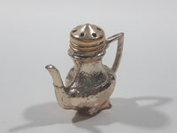 Metal Silver Tone Miniature Teapot Shaped 1 7/8" Tall Salt or Pepper Shaker Made in Japan