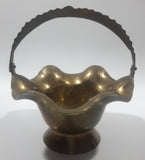 Vintage Skirted Brass Candy Dish with Handle 5" Diameter