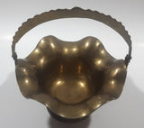 Vintage Skirted Brass Candy Dish with Handle 5" Diameter