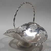 Vintage Silver Plated Brass Metal Candy Dish with Handle 4" x 6"