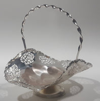 Vintage Silver Plated Brass Metal Candy Dish with Handle 4" x 6"