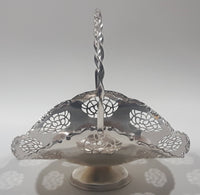 Vintage Silver Plated Brass Metal Candy Dish with Handle 4" x 6"